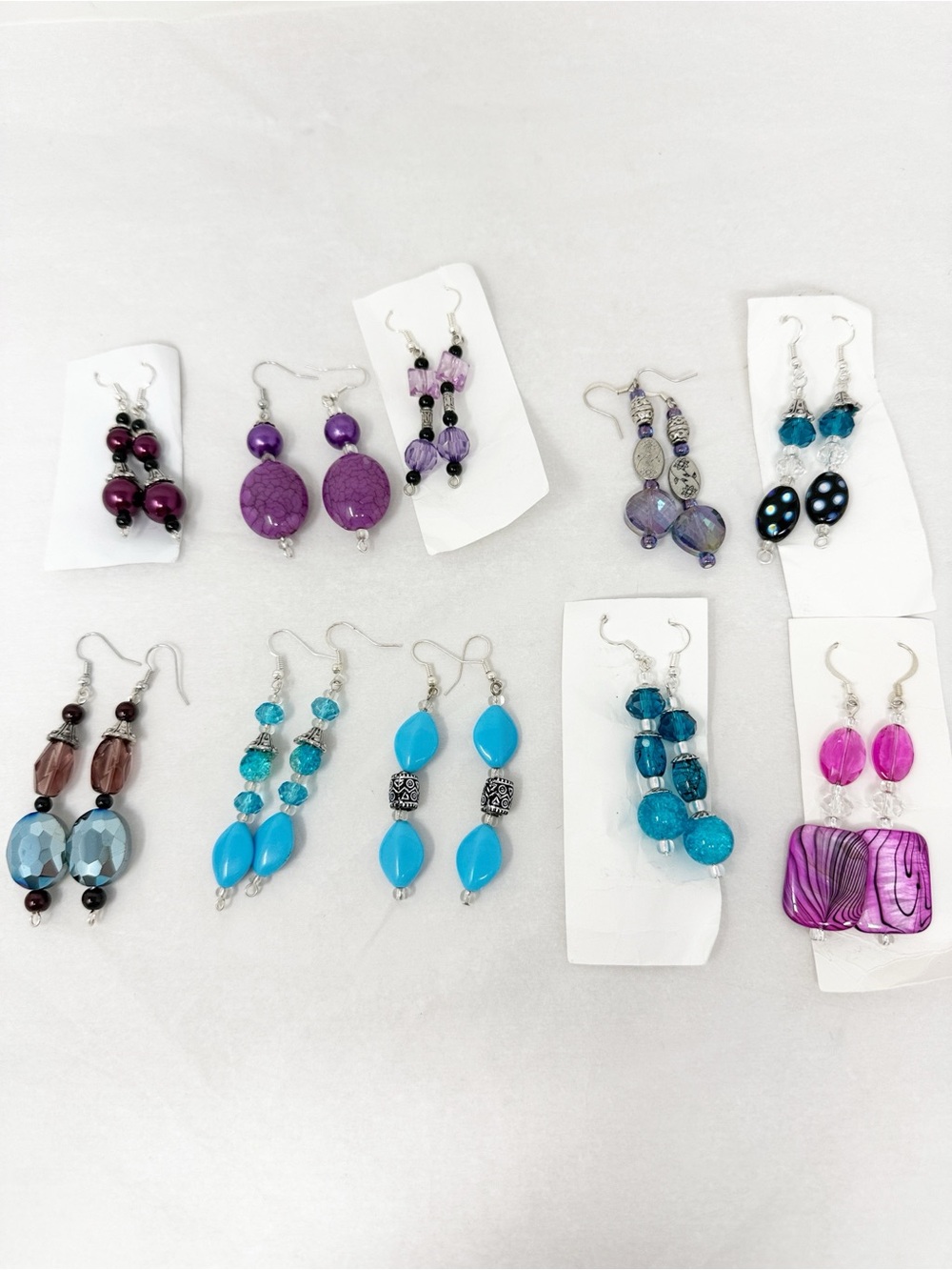 Handmade Beaded Dangle Earrings Bundle Lot 10 Pairs Boho Y2K Artisan Jewelry